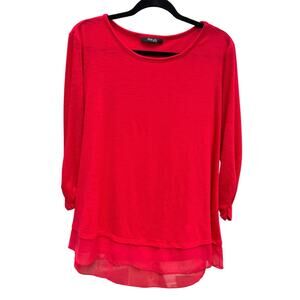 Style & Co Red Tunic Women Plus Size XL Chiffon Layered-hem Tunic, Cherry on Top